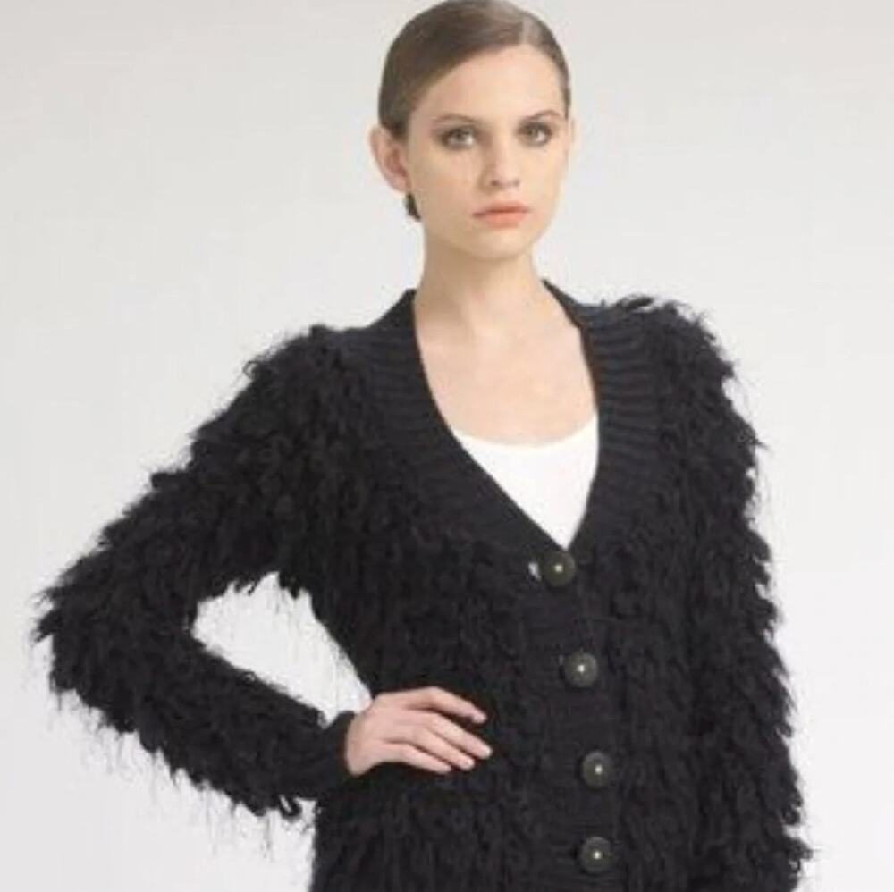 Anthropologie Leifsdottir Black Wool Alpaca Mohair Blend Sweater Size Small